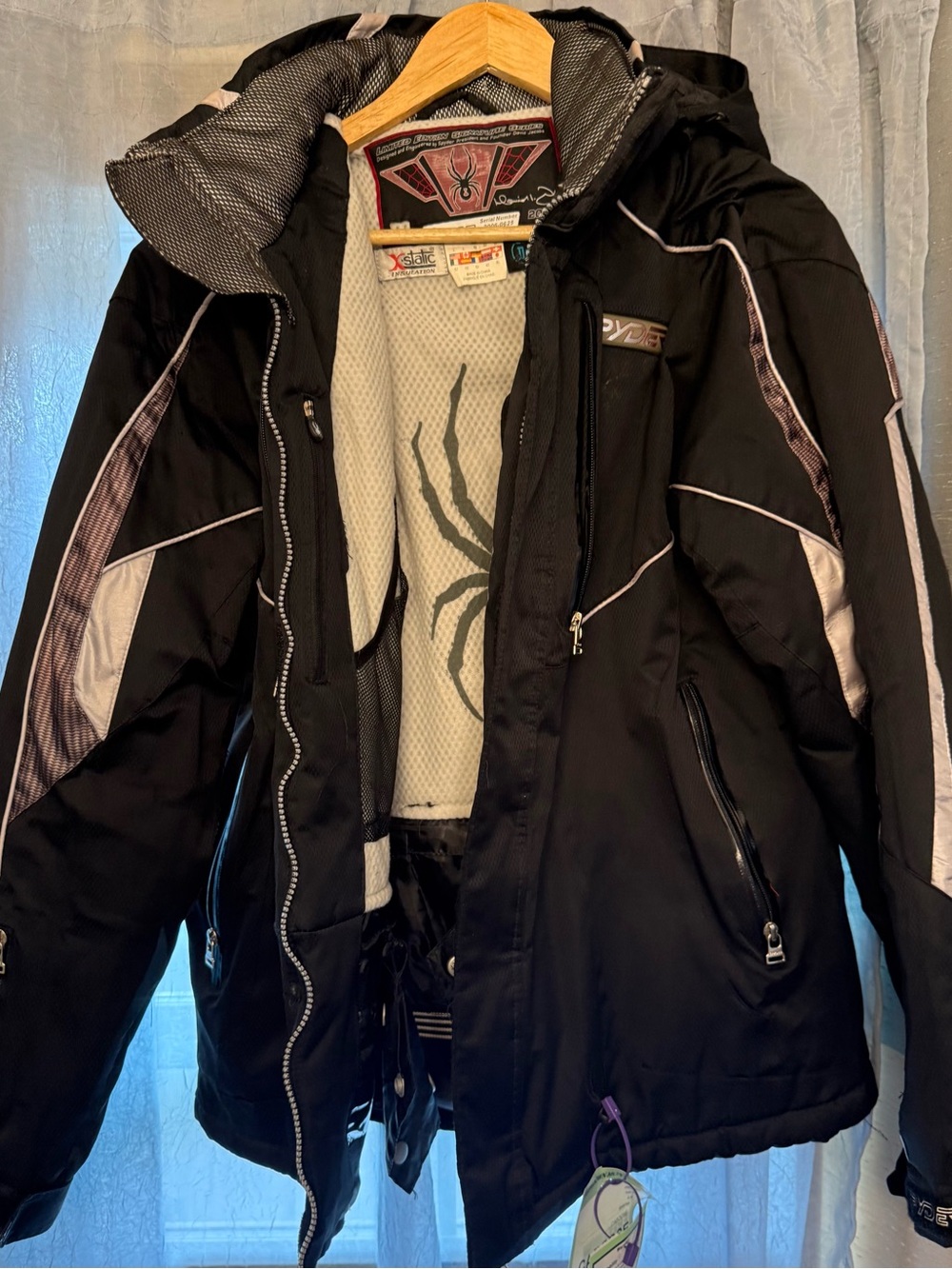 Men’s Spyder Black and Silver Vintage Ski Jacket with Hood